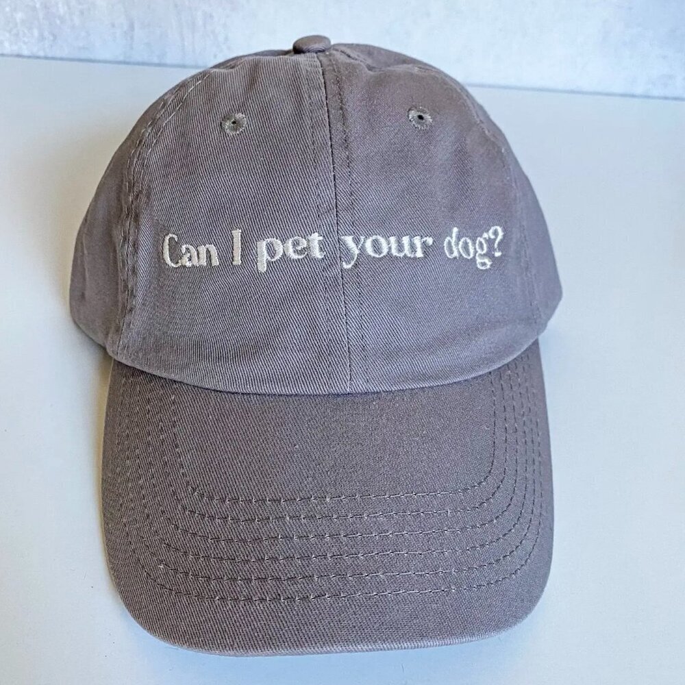 CAN I PET YOUR DOG? GRAY BASEBALL HAT